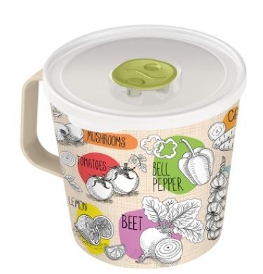 Контейнер-кружка 750мл с декором (бежевый)